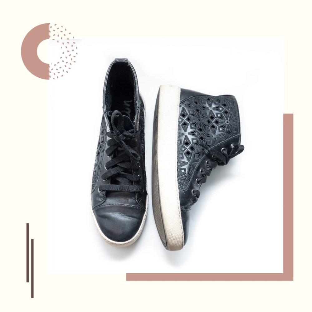 Sam Edelman Cutout High Top Sneakers Black